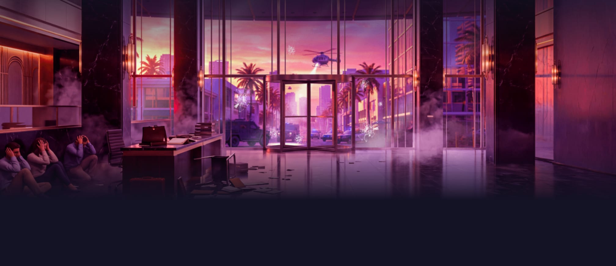 Bank lobby with the street